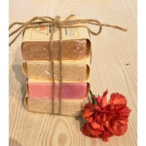 Set of 4 Homemade Soap Bars-Rose, Turmeric, Lavender, Roosemary